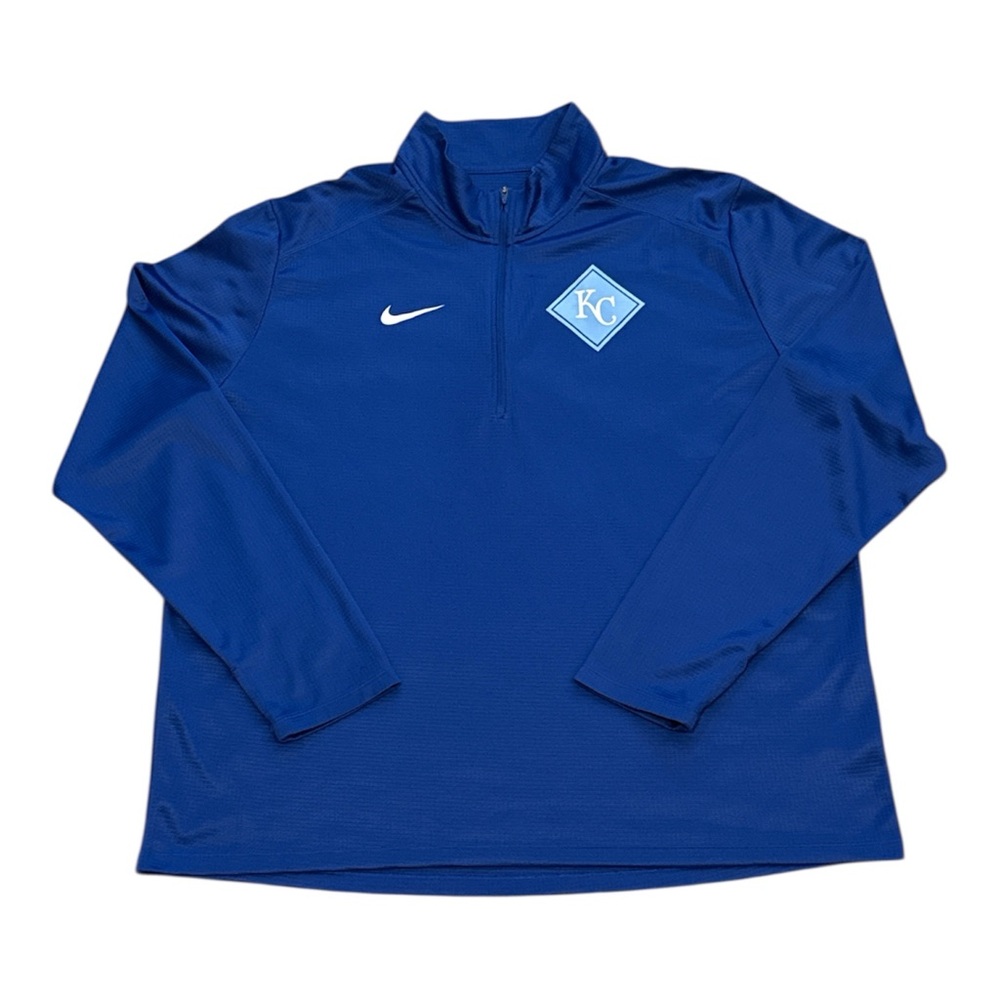 Nike Kansas City Royals Baseball Blue Quarter Zip Lightweight Sweatshirt Men 2XL
